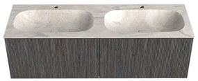 Mondiaz Kurve-dlux 140cm badmeubel shadow met 2 lades en wastafel stor small dubbel 2 kraangaten ostra