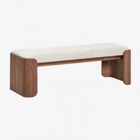 Rubberwood En Fineer Bank Lofren Donker Hout & ↔︎ 160 Cm & Bouclé Crèmebeige - Sklum
