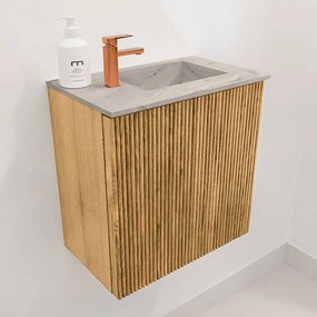 Mondiaz Joya DLux 40cm toiletmeubel oak met wastafel faye rechts 1 kraangat glace