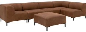 Goossens Excellent Hoekbank Marshall Met Hocker bruin, leer, 1,5-zits, urban industrieel