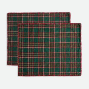 Set van 2 geweven-geverfde geruite placemats in gewassen katoen, WILSON