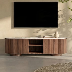 Hout TV-meubel Met Marmer - 160x45x45cm.