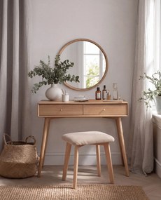 Mazzoni MILO Beige (stof Storm 06)/eiken onderstel - VIERKANTE GESTOFFEERDE KRUK VOOR KEUKEN/WOONKAMER