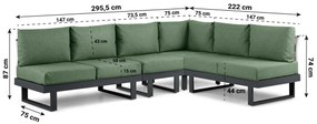 Hoek loungeset 6 personen Aluminium Grijs  Lifestyle Garden Furniture Lorenzo