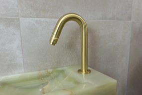 Saniclear Green Onyx fonteinset met gebogen kraan in geborsteld messing