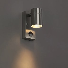 Buitenwandlamp staal IP44 met bewegingssensor - Solo