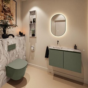 Mondiaz Ture DLux toiletmeubel 80cm army met wastafel glace links zonder kraangat