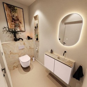 MONDIAZ TURE-DLUX 80cm toiletmeubel Rosee. EDEN wastafel Frappe positie rechts. Zonder kraangat. TUREDX80ROSR0FRA