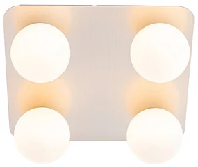 Moderne badkamer plafondlamp staal vierkant 4-lichts - Cederic Modern G9 IP44 Lamp