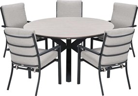 Garden Impressions Senja tuinset 7-delig sandstone - Tulli tuintafel Ø148x75 cm light teak vironwood