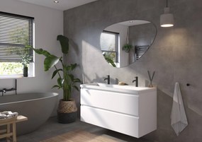 Saqu Gaia badmeubel incl. glans witte wastafel met 2 kraangaten 120x52x64cm glans wit – witte greeplijst