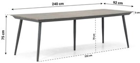 Tuinset 6 personen 240 cm Aluminium/rope Grijs Coco Puerto/Matale