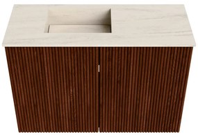 Mondiaz Joya DLux 60cm toiletmeubel ruby met wastafel faye links 1 kraangat meli