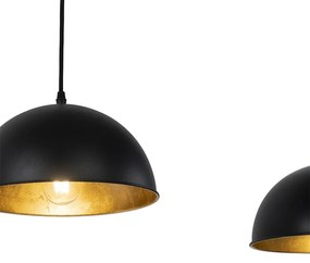 Eettafel / Eetkamer Industriële hanglamp zwart met goud 3-lichts - Magnax Industriele / Industrie / Industrial E27 Binnenverlichting Lamp