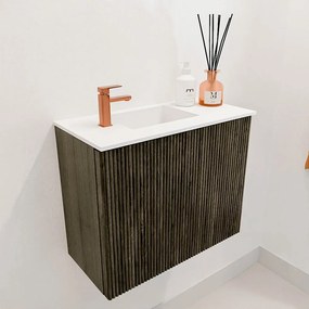 Mondiaz Joya 50cm toiletmeubel shadow met wastafel faye links 1 kraangat talc