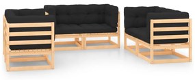 vidaXL 6-delige Loungeset met kussens massief grenenhout