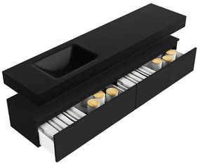 Zaro Alan badmeubel 190cm urban 2 lades met vrijhangende wastafel cloud links 1 kraangat urban