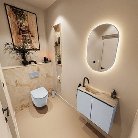 MONDIAZ TURE-DLUX 60cm toiletmeubel Clay. EDEN wastafel Frappe positie links. Met 1 kraangat. TUREDX60CLAL1FRA