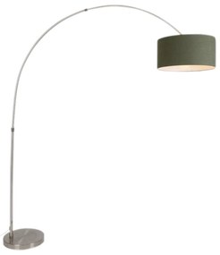 Booglamp staal mosgroene kap 50/50/25 - XL Modern E27 Binnenverlichting Lamp