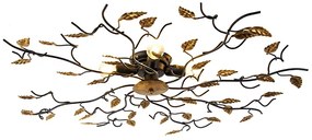 Smart plafondlamp zwart met goud 80 cm 4-lichts incl. 4 Wifi P45 - Foglie