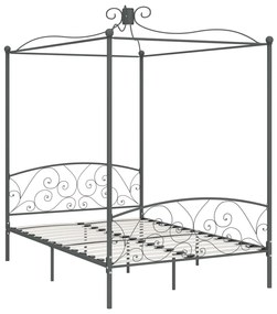 vidaXL Hemelbedframe metaal grijs 140x200 cm