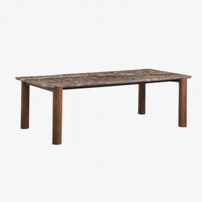 Rectangulaire Eettafel 245x110 Cm Van Mangohout En Oneca Marmer Bruin Marmer Emperador - Sklum