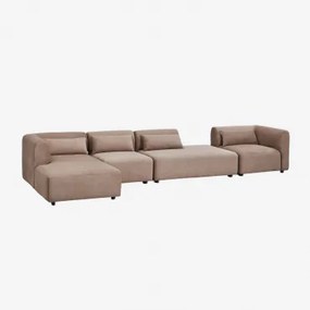 4-delige Modulaire Linker Chaise Longue Bank Met Divan Fogler Corduroy Kameelbruin - Sklum
