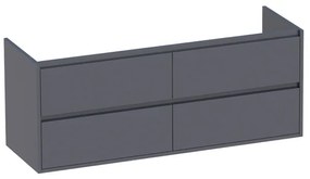 Saniclass New Future Wastafelonderkast - 140x46x55cm - 4 greeploze softclose lades - 2 sifonuitsparingen - MDF - hoogglans grijs 1186