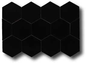 Hoogglans Handvorm Wandtegel 10.8x12.4 Cm Hexagon Princeton Zwart RBT53