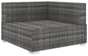 vidaXL Hoekbank 1 st met kussens poly rattan grijs