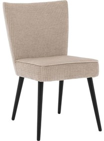 Goossens Eetkamerstoel Rob beige stof leuning, urban industrieel