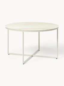 Ronde salontafel Antigua met glazen tafelblad met travertijn look