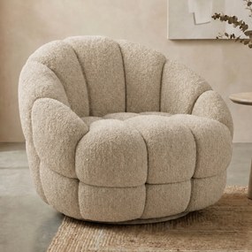 Ronde Fauteuil Draaibaar Boucle Beige
