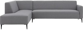 Goossens  Key West grijs, stof, 3-zits, modern design met ligelement links