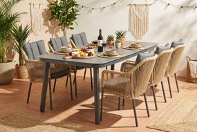 Tuinset 6 personen 220 cm Aluminium/rope Taupe Lifestyle Garden Furniture Marbella/Tavano