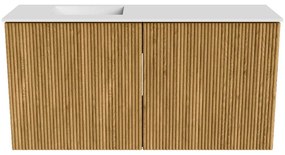 Mondiaz Joya 80cm toiletmeubel oak met wastafel faye links zonder kraangat talc