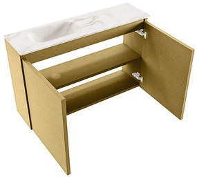 Mondiaz Ture DLux toiletmeubel 80cm oro met wastafel frappe links met kraangat