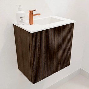 Mondiaz Joya 40cm toiletmeubel walnut met wastafel faye rechts 1 kraangat talc