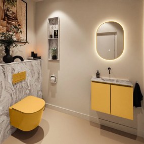 Mondiaz Ture DLux toiletmeubel 60cm ocher met wastafel glace midden zonder kraangat