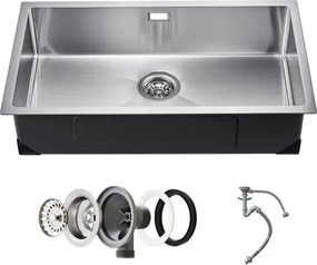 VEVOR Keuken Spoelbak Inbouw Spoelbak 76 x 43 x 19 cm Gemaakt van Roestvrij Staal Spoelbakken Onderbouw Spoelbakken, Enkele Kom met Accessoires, Huishoudelijke Spoelbak voor RV Voorbereiding Keukenbar