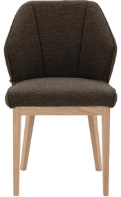 Goossens Eetkamerstoel Koncept donkerbruin stof leuning, modern design