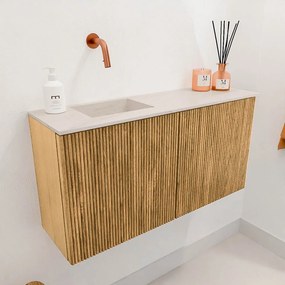 Mondiaz Joya DLux 80cm toiletmeubel oak met wastafel faye links zonder kraangat meli