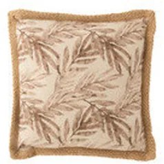 Kussens Beige J-line  COUSSIN FEUILLE POLYE BEI/MAU (49x49x4cm)