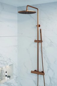 Brauer Copper Edition opbouw regendoucheset met staafhanddouche en hoofddouche 30cm koper geborsteld PVD