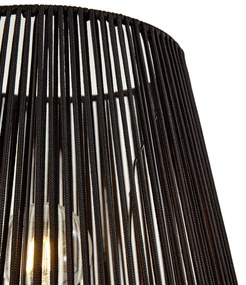 Buiten vloerlamp zwart met kap zwart touw IP44 - Virginia JaylaJapandi E27 IP44 Buitenverlichting rond