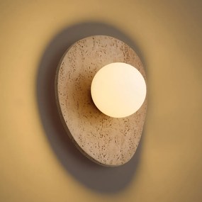 Japandi wandlamp naturel steen organisch met opaal glas - Josie