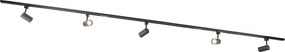 Smart 1-fase railsysteem zwart met 5 spots incl. GU10 - Iconic Jeana