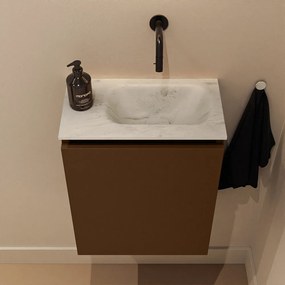 Mondiaz Ture DLux toiletmeubel 40cm rust met wastafel opalo rechts zonder kraangat