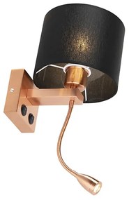 LED Art Deco wandlamp koper met zwarte kap - Brescia Modern, Art Deco E27 rond Binnenverlichting Lamp