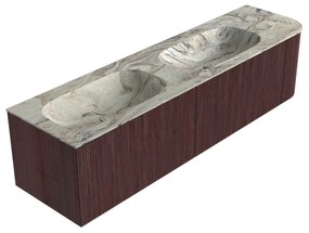 Mondiaz Kurve-dlux 175cm badmeubel ronding rechts ruby met 2 lades en 1 deur en wastafel stor small dubbel/links zonder kraangat glace